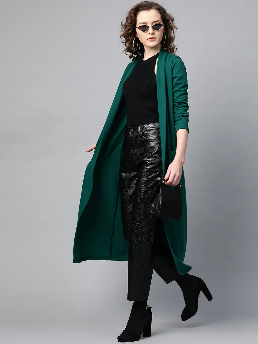 Emerald Rib Front Open Longline Shrug