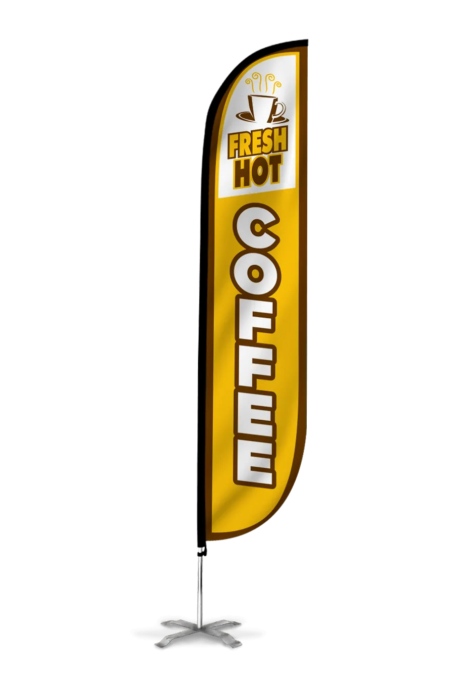 Fresh Hot Coffee Feather Flag