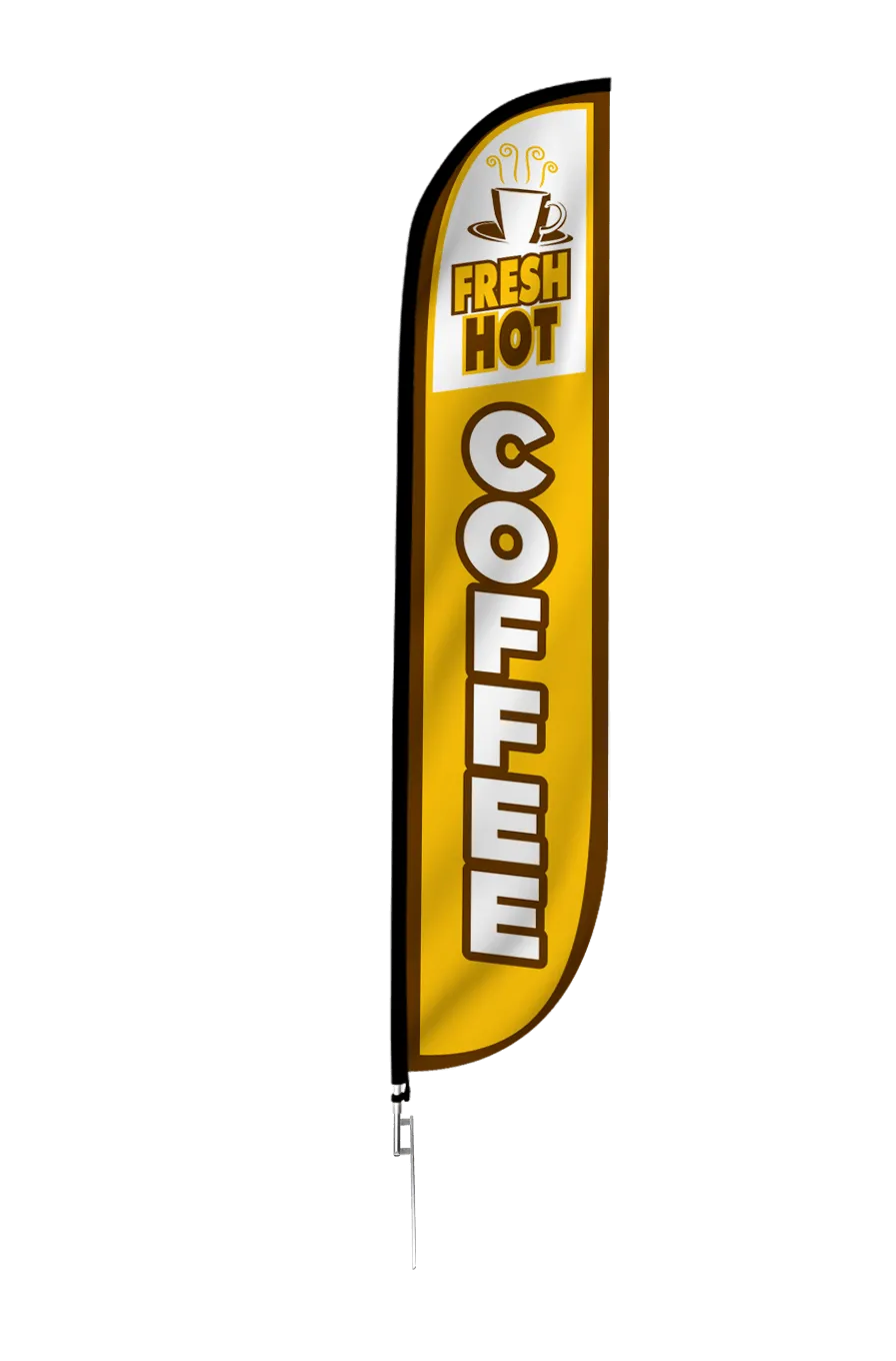 Fresh Hot Coffee Feather Flag