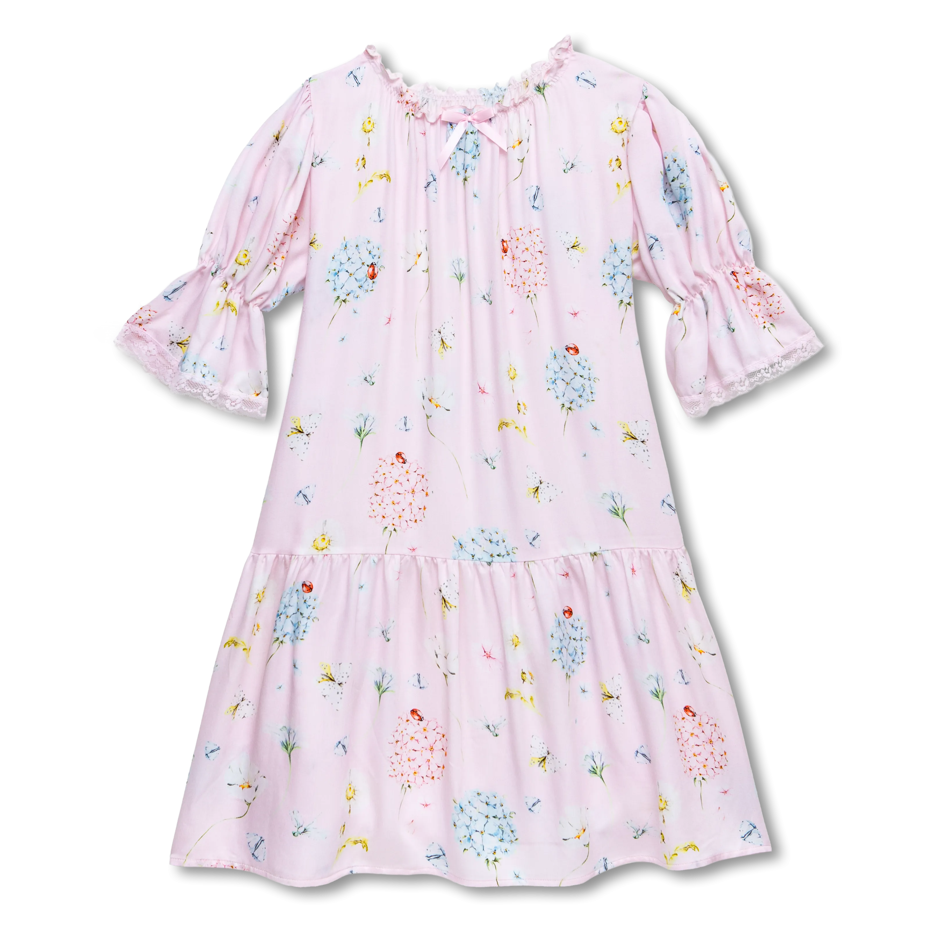 GISELLE - GIRLS VISCOSE NIGHTDRESS PINK LADYBUG PRINT