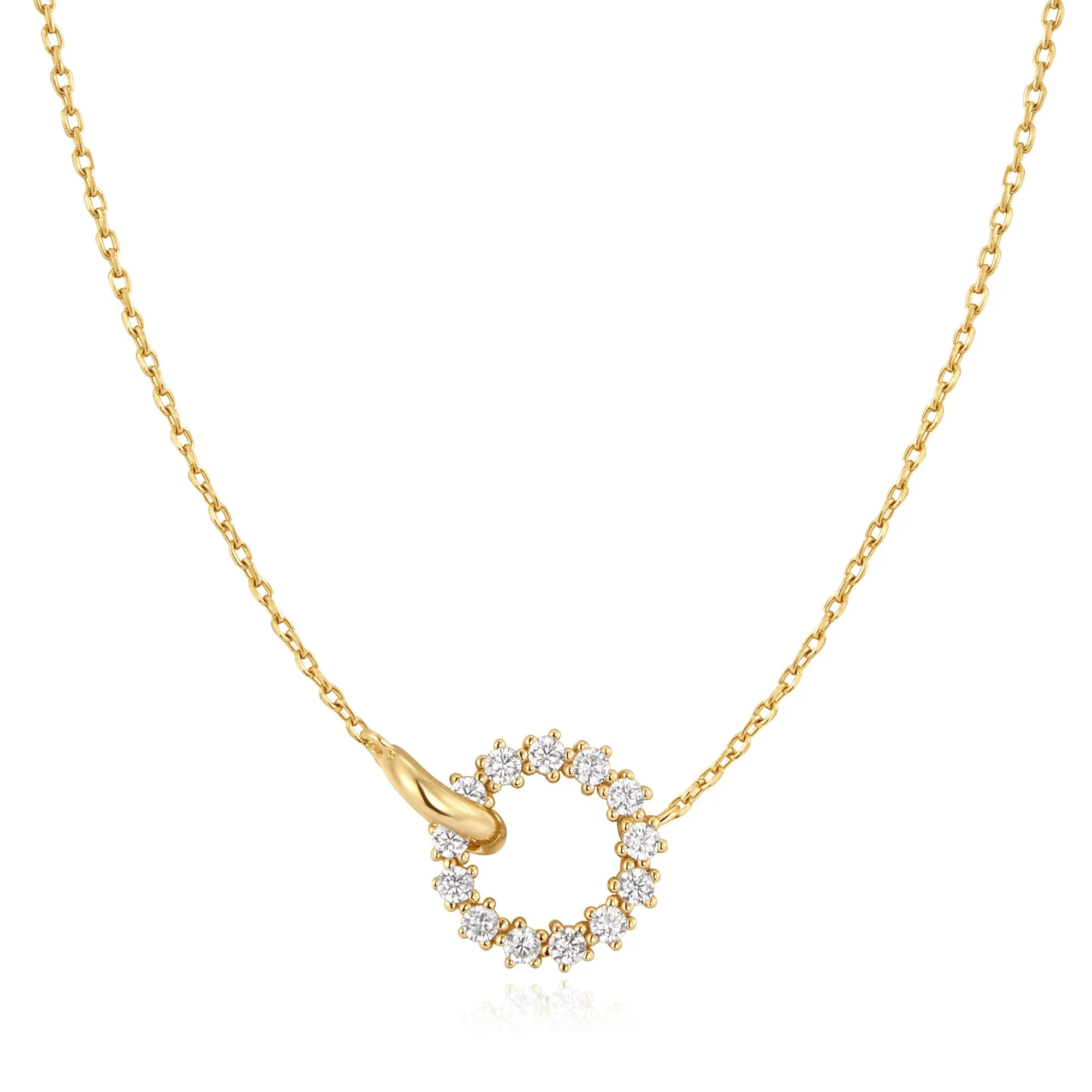 Gold Interlinked Circles Pave Necklace