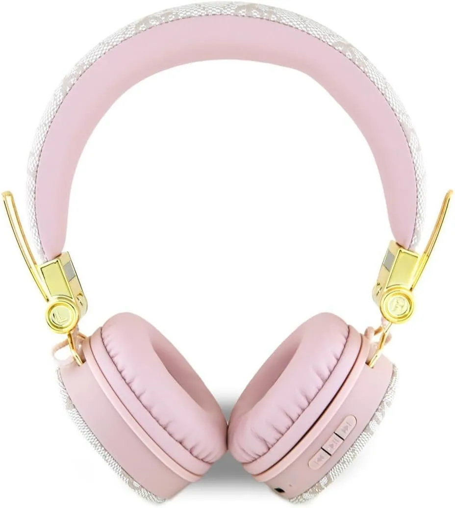 Guess Wireless Headphones 4G PU Leather with Metal Logo Pink - GUBH704GEMP