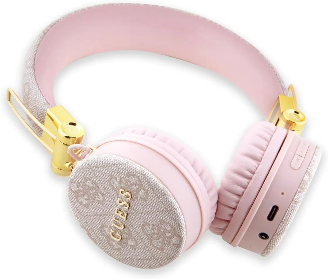 Guess Wireless Headphones 4G PU Leather with Metal Logo Pink - GUBH704GEMP