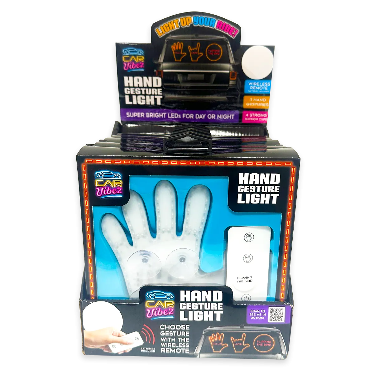 Hand Gesture Lighted Suction Cup Mount Sign with Remote - 6 Pieces Per Retail Ready Display 24454