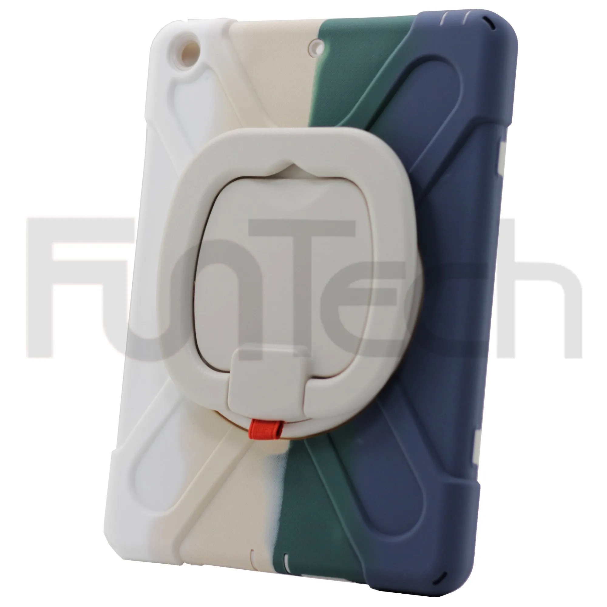 iPad 10.2 inch 2019/2020, 360` Hard Shockproof Case Rainbow White