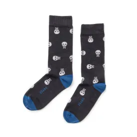 Keep Smiling - Organic Cotton Crew Socks - Black