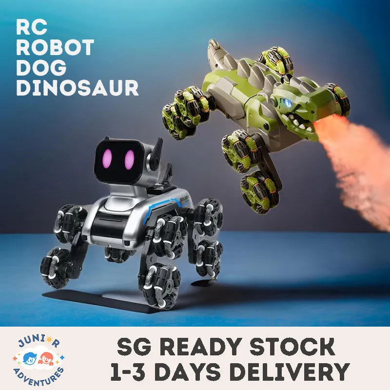 Kids Remote Control Mechanical Dog Dinosaur Car Toys For Boys Electric Eight-Wheel Intelligent Music Light Remote Control Toy