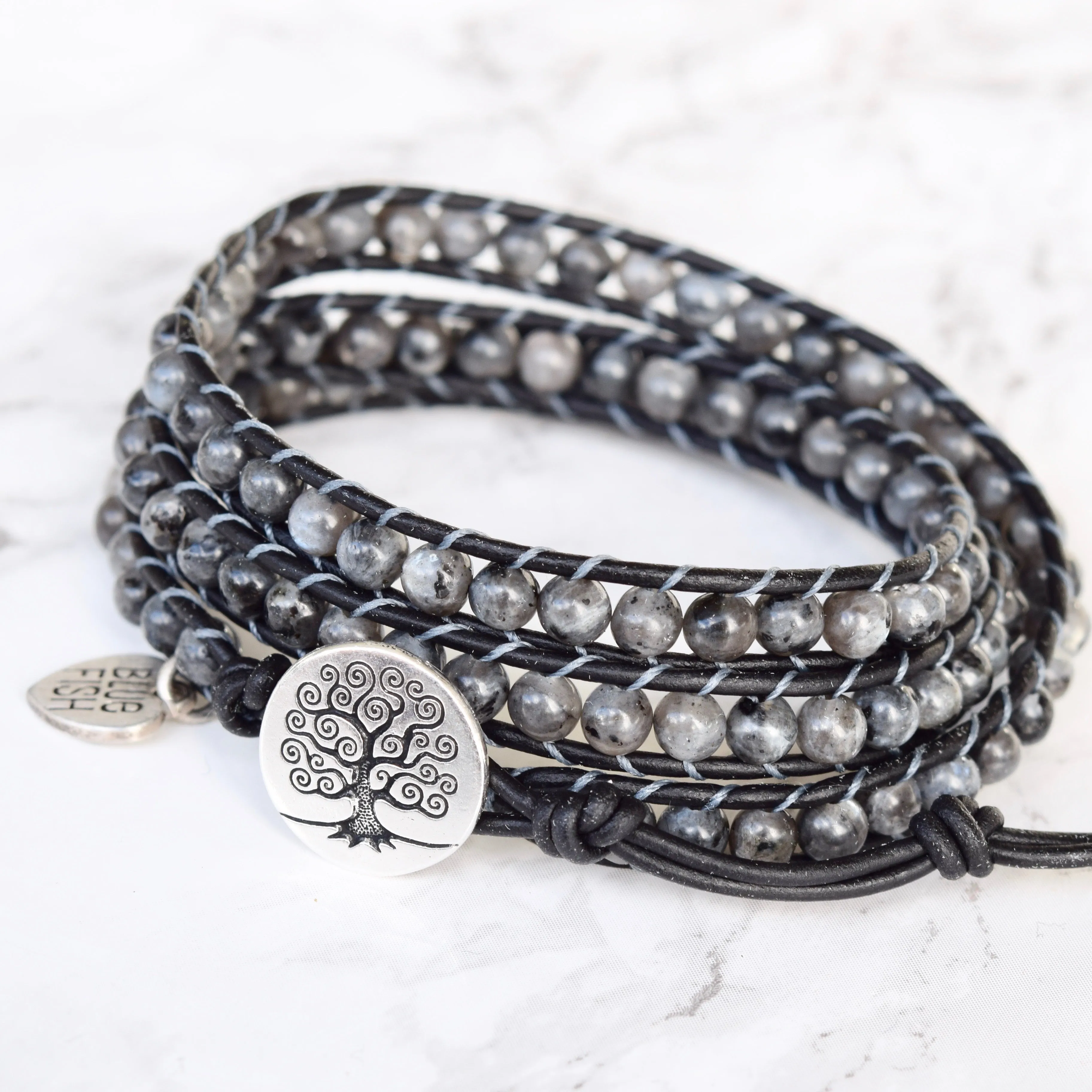 Labradorite & Larvikite Gemstone Wrap Bracelet