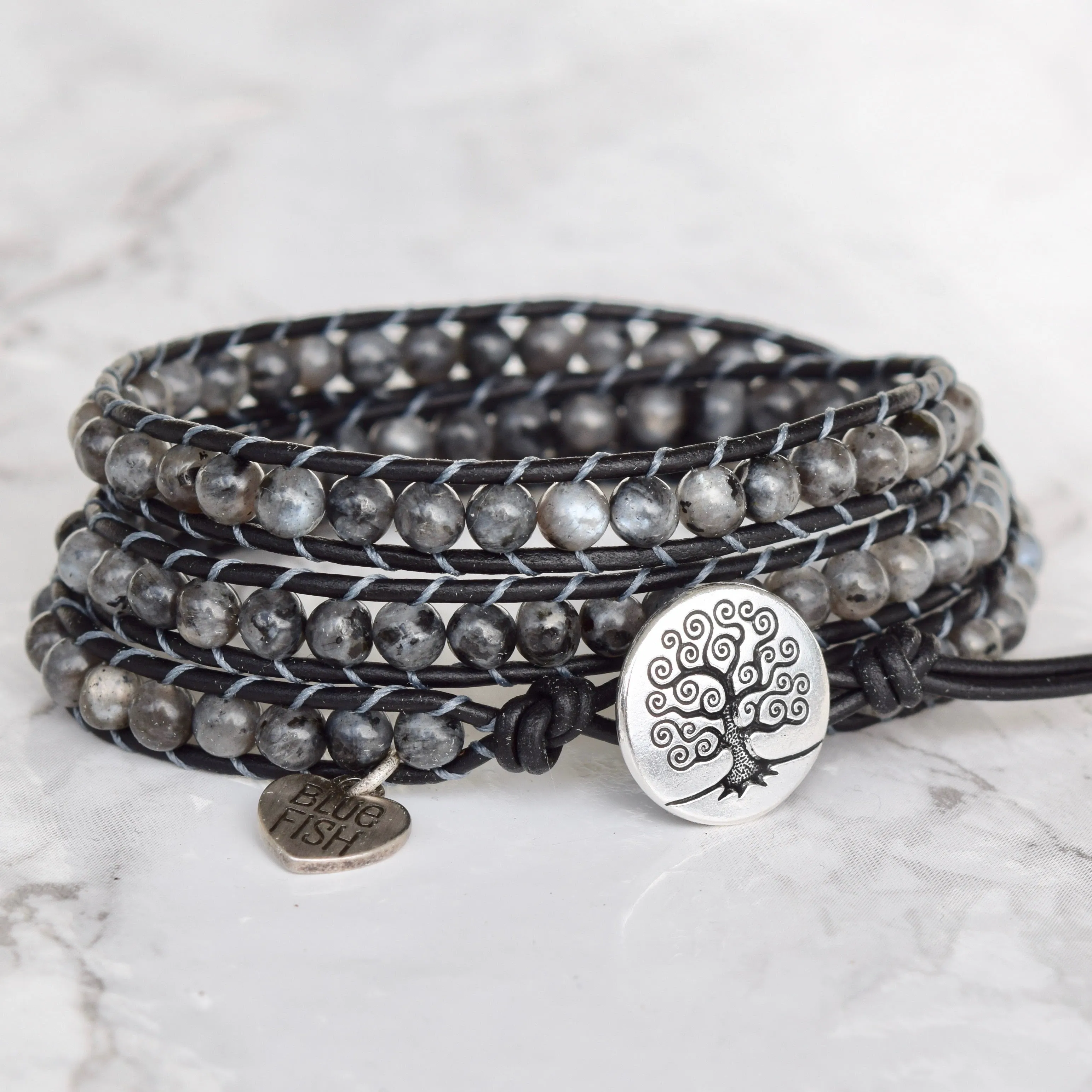 Labradorite & Larvikite Gemstone Wrap Bracelet