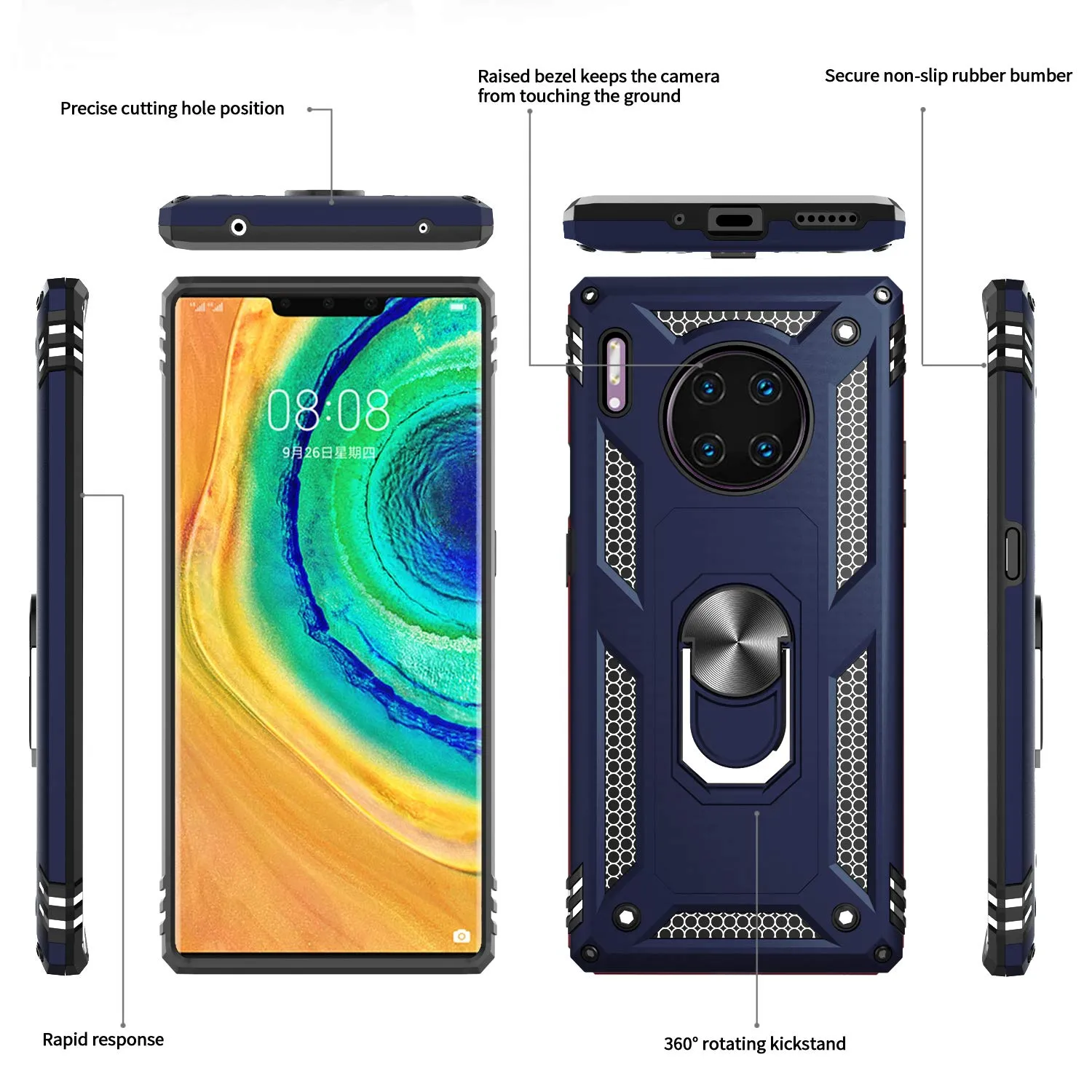 LeYi for Huawei Mate 30 Pro Case with Magnetic Ring Holder, Full Body Protective [Military Grade] Silicone TPU Personalised Shockproof Armour Cover