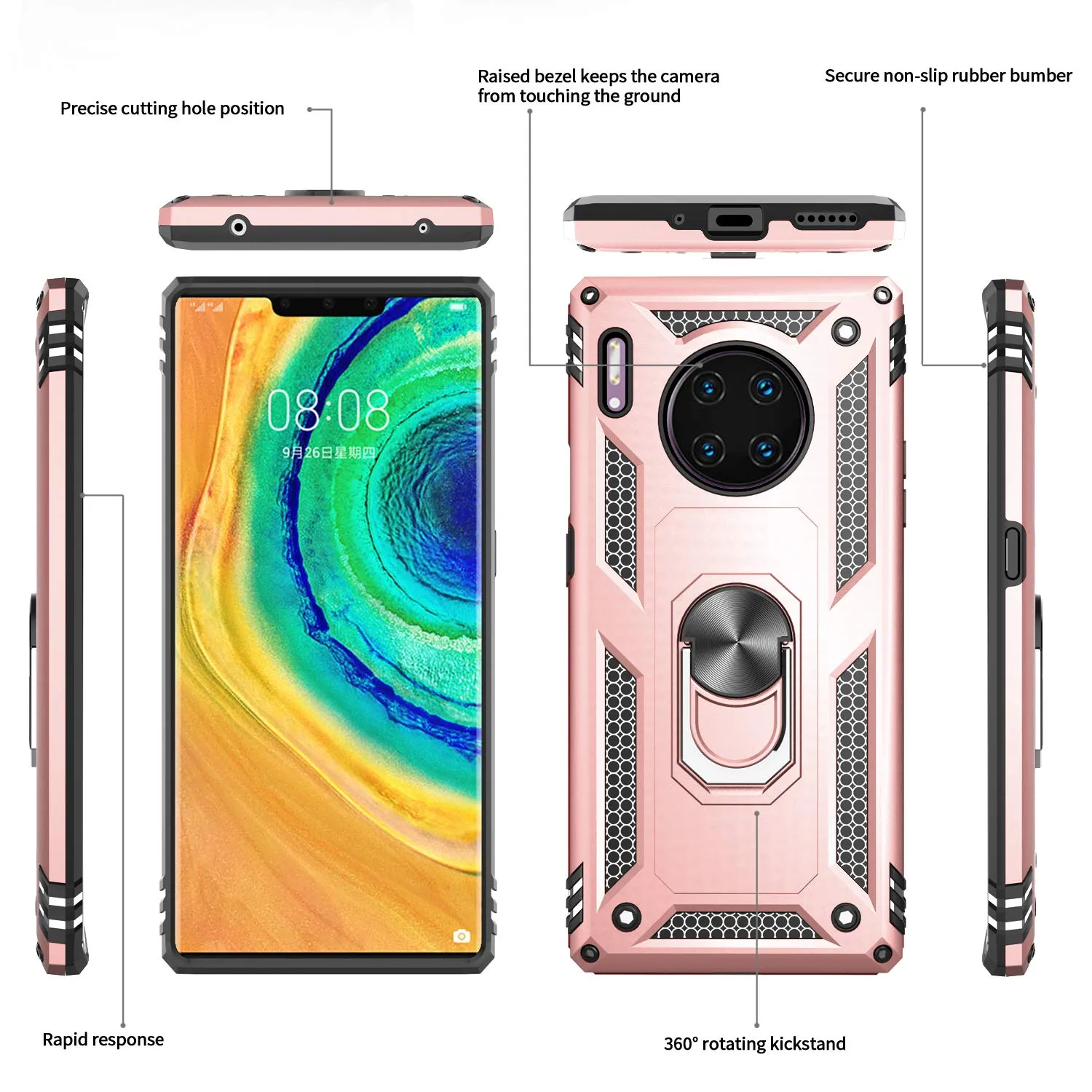 LeYi for Huawei Mate 30 Pro Case with Magnetic Ring Holder, Full Body Protective [Military Grade] Silicone TPU Personalised Shockproof Armour Cover