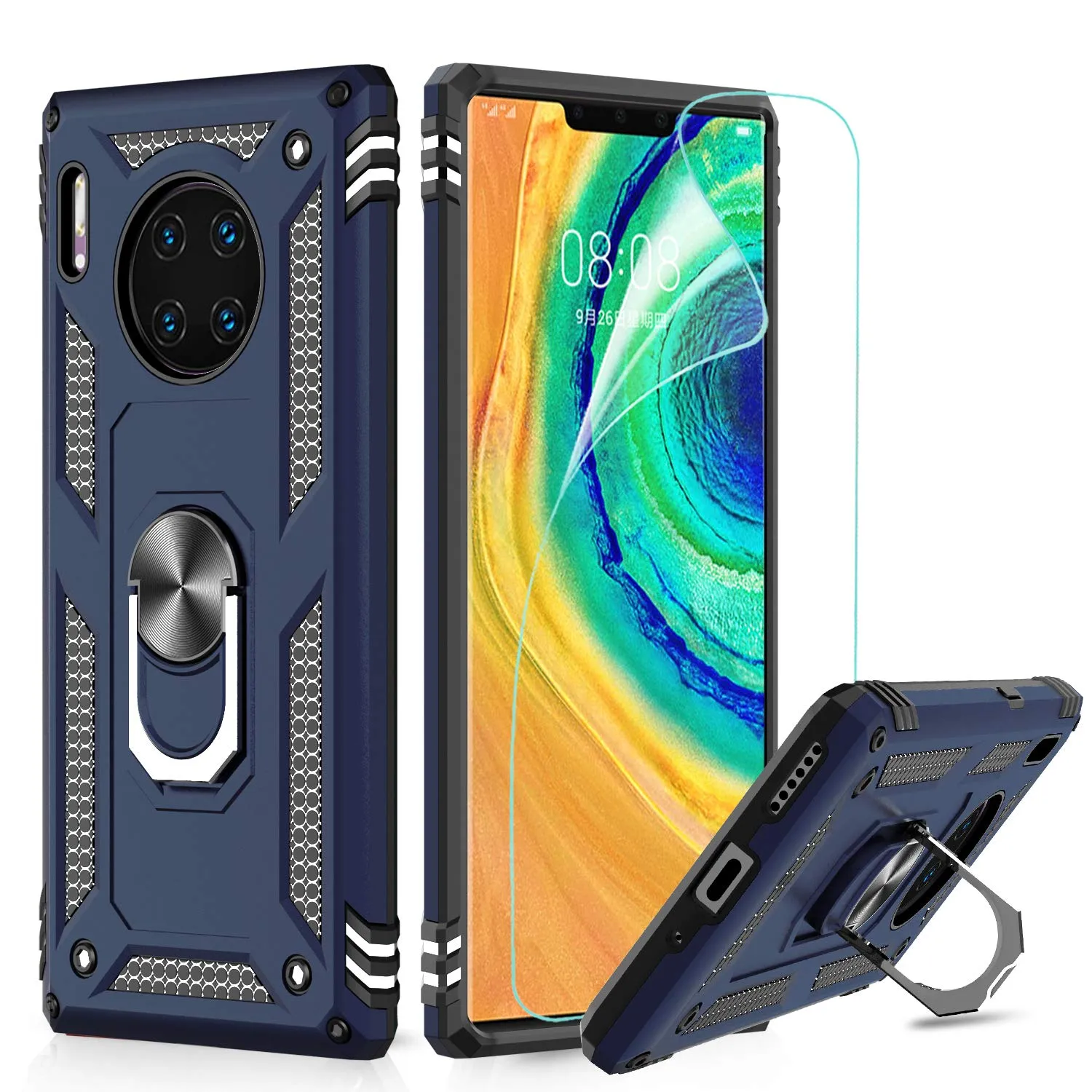 LeYi for Huawei Mate 30 Pro Case with Magnetic Ring Holder, Full Body Protective [Military Grade] Silicone TPU Personalised Shockproof Armour Cover