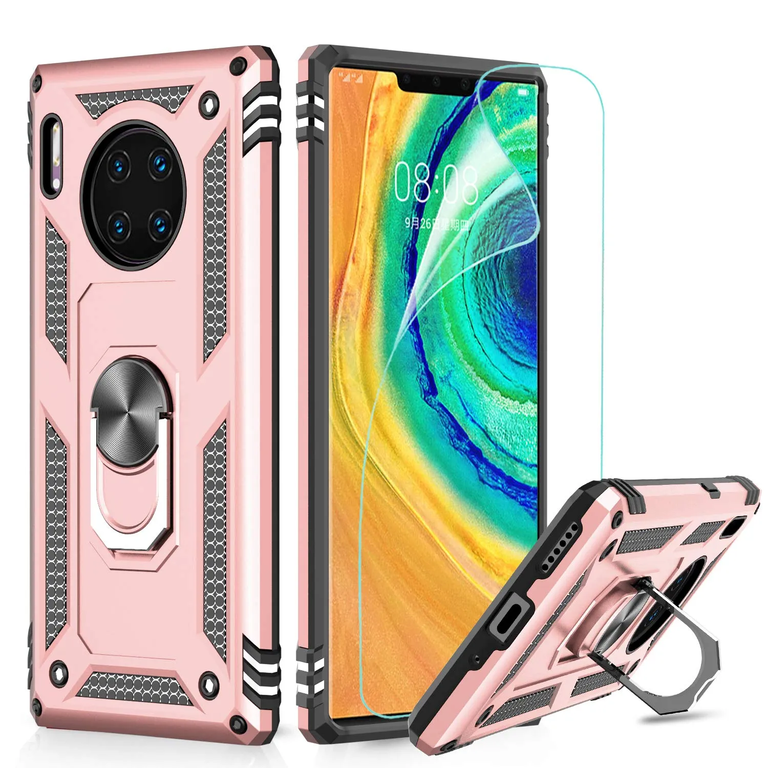 LeYi for Huawei Mate 30 Pro Case with Magnetic Ring Holder, Full Body Protective [Military Grade] Silicone TPU Personalised Shockproof Armour Cover