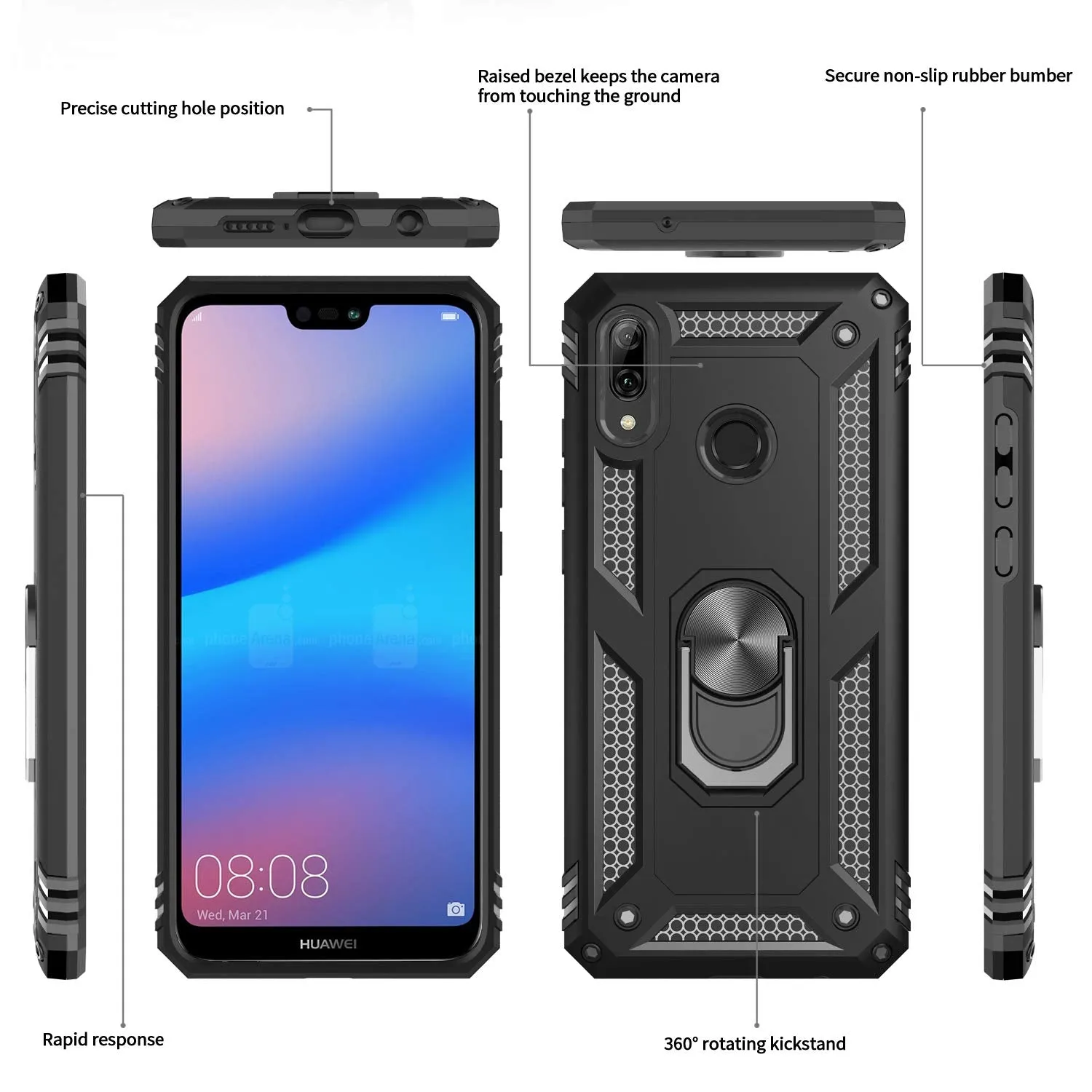 LeYi for Huawei Y9 2019 Case with Magnetic Ring Holder, Full Body Protective [Military Grade] Silicone TPU Personalised Shockproof Armour Phone Cover