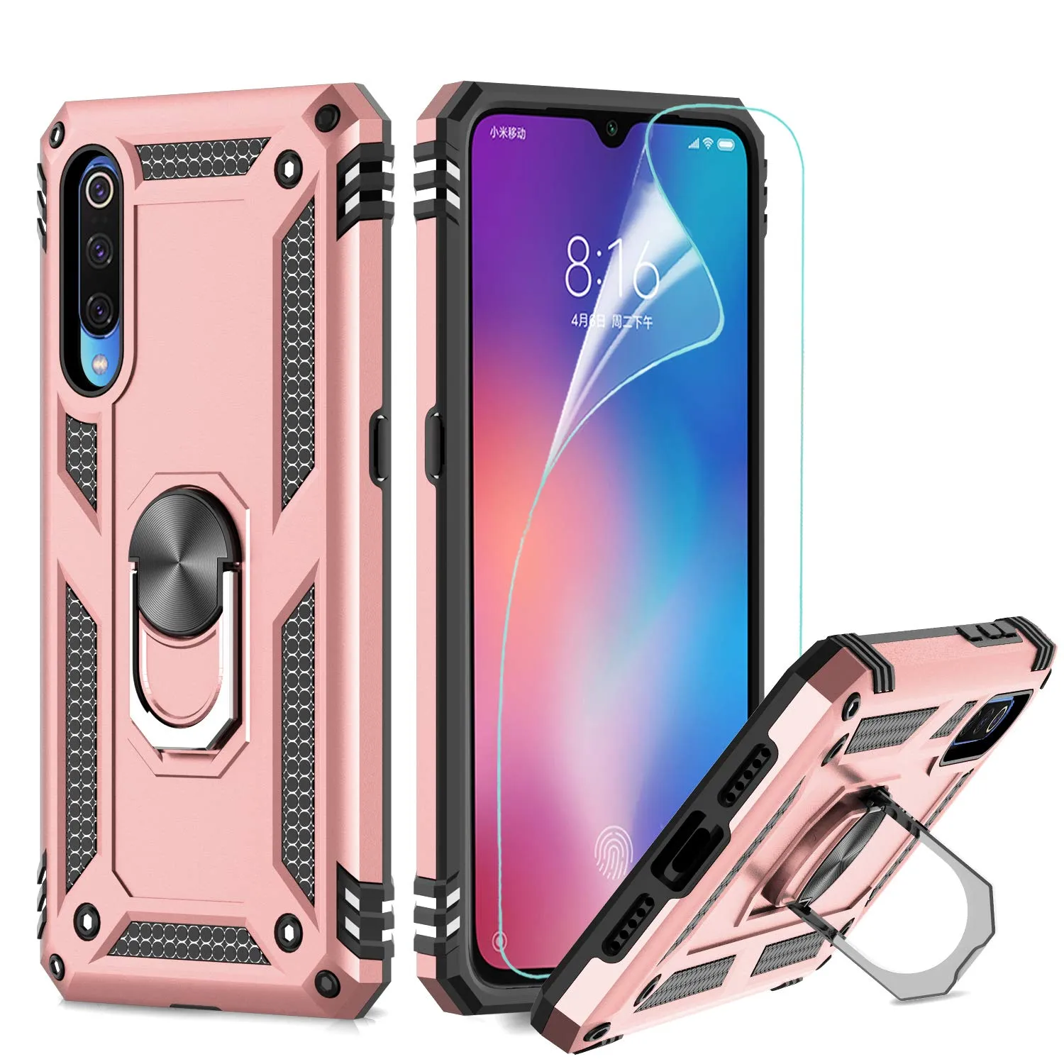 LeYi for Xiaomi Mi 9 Case with Magnetic Ring Holder, Full Body Protective [Military Grade] Silicone TPU Personalised Shockproof Armour Phone Cover