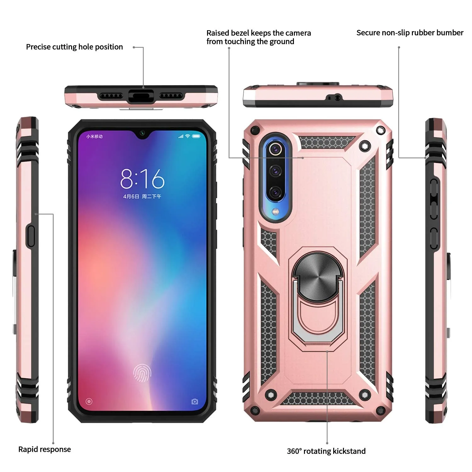 LeYi for Xiaomi Mi 9 Case with Magnetic Ring Holder, Full Body Protective [Military Grade] Silicone TPU Personalised Shockproof Armour Phone Cover