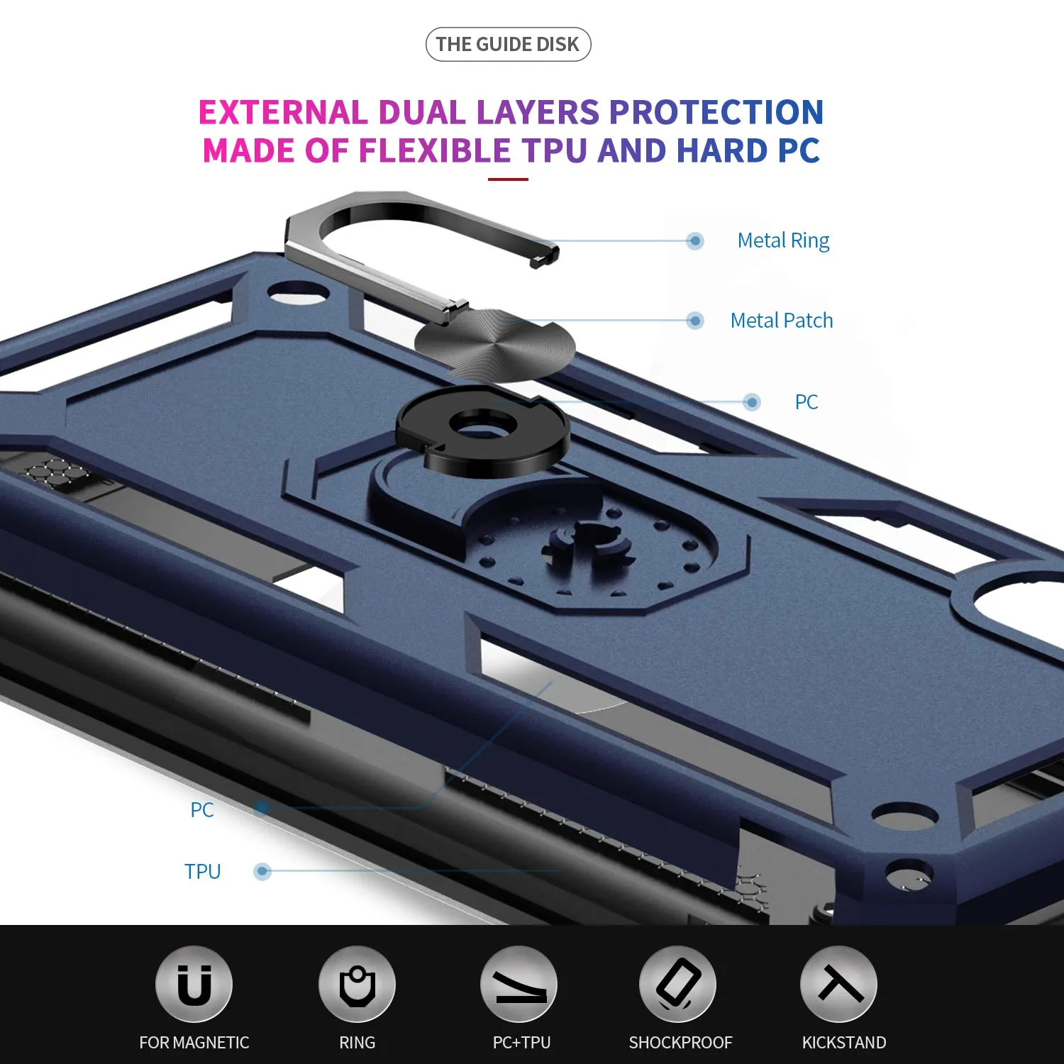 LeYi Galaxy A70/A70S Case with Ring Holder,Full Body Protective Silicone TPU Personalised Shockproof Tough Armour Phone Cover with 2 Tempered Glass