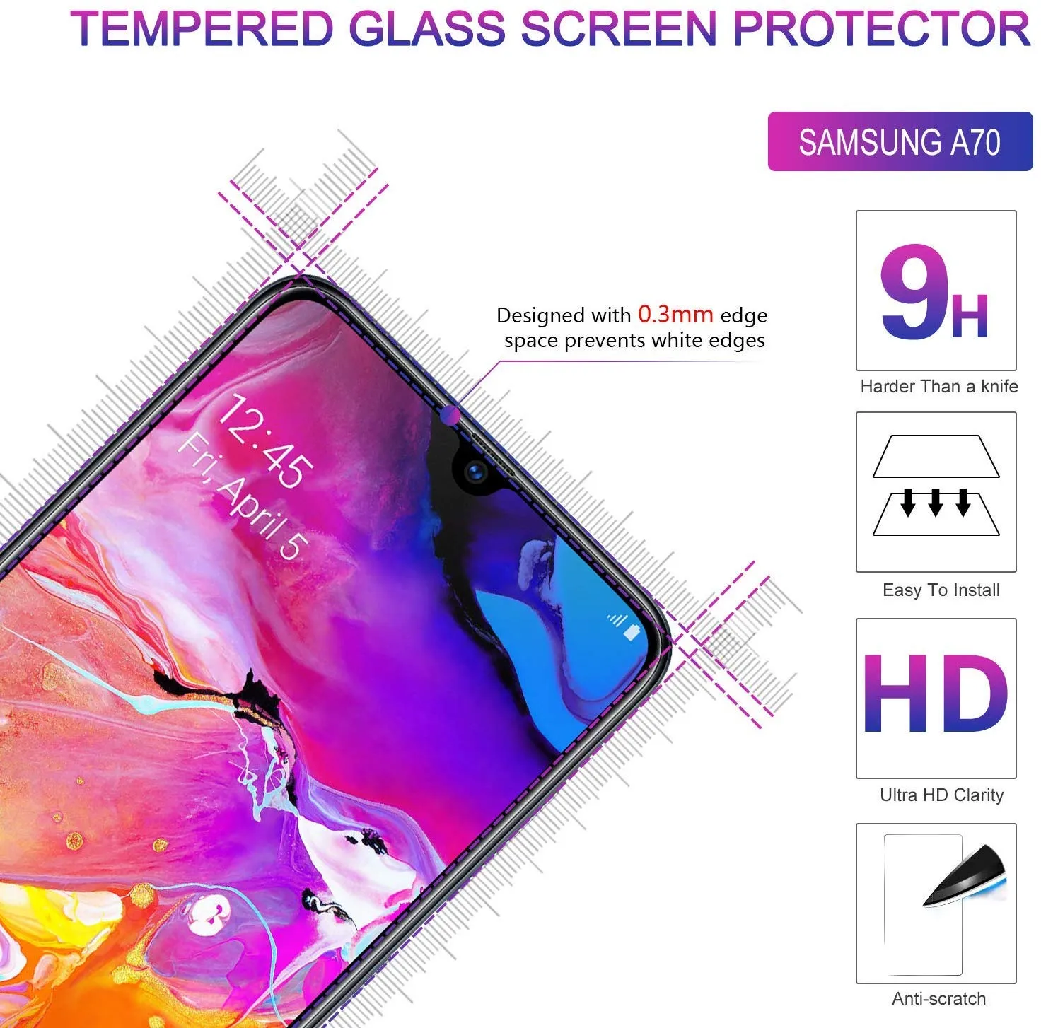 LeYi Galaxy A70/A70S Case with Ring Holder,Full Body Protective Silicone TPU Personalised Shockproof Tough Armour Phone Cover with 2 Tempered Glass