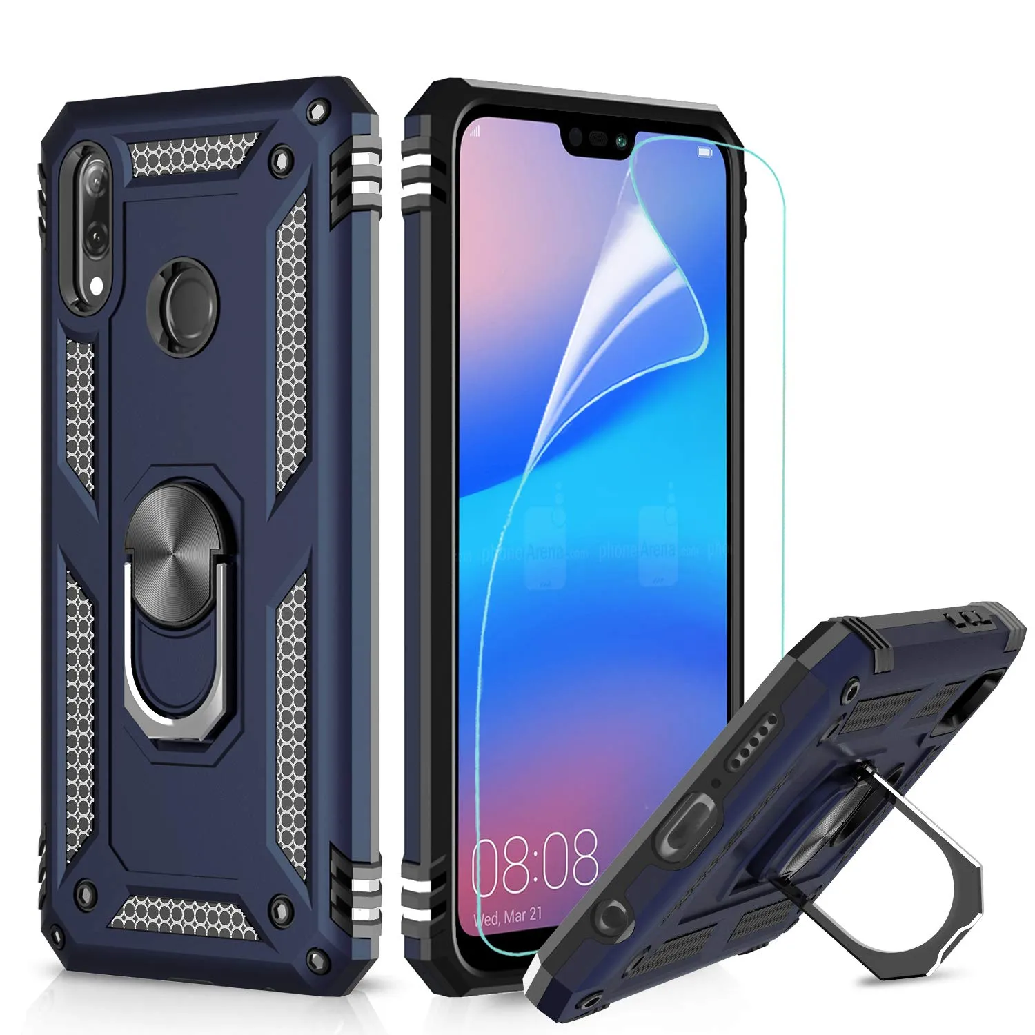 LeYi Huawei P20 Lite Case with Ring Holder Kickstand,Full Body Protective Silicone TPU Gel Personalised Shockproof Tough Armour Phone Cover