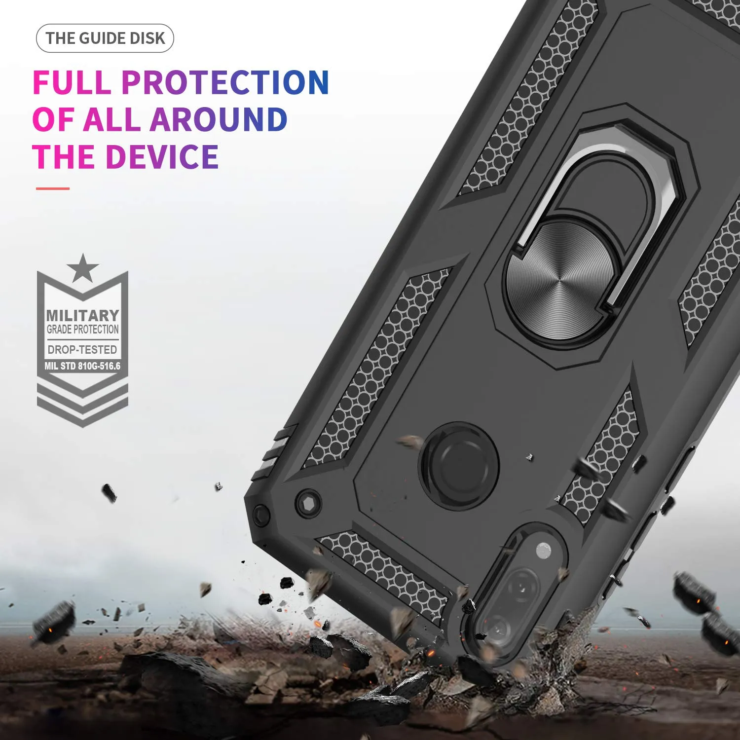 LeYi Huawei P20 Lite Case with Ring Holder Kickstand,Full Body Protective Silicone TPU Gel Personalised Shockproof Tough Armour Phone Cover