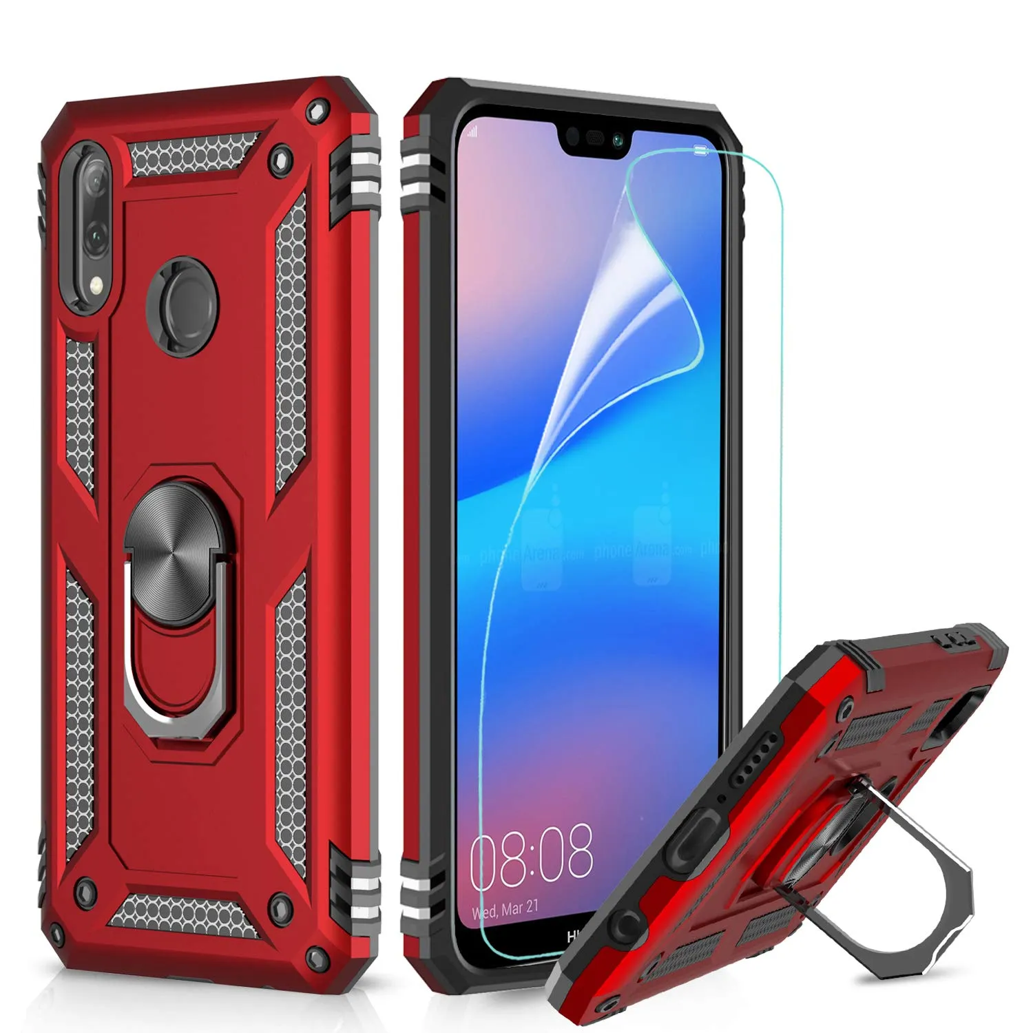 LeYi Huawei P20 Lite Case with Ring Holder Kickstand,Full Body Protective Silicone TPU Gel Personalised Shockproof Tough Armour Phone Cover