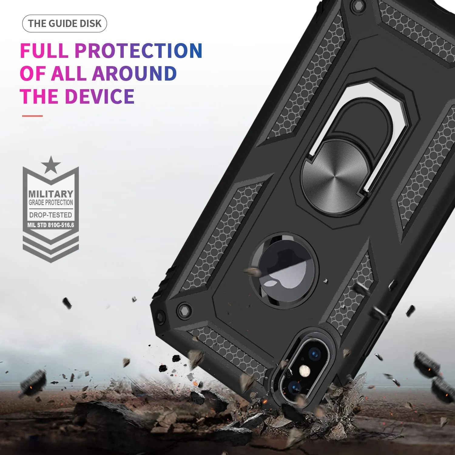 LeYi iPhone XS/iPhone X Case with Ring Holder Kickstand, Full Body Protective Silicone TPU Gel Personalised Shockproof Tough Armour Phone Cover