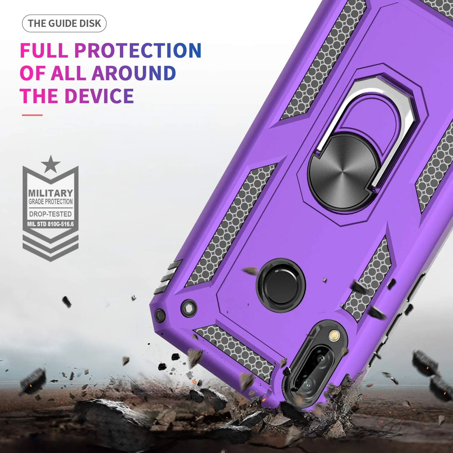 LeYi Xiaomi Redmi Note 7 Case with Ring Holder Kickstand, Full Body Protective Silicone TPU Gel Shockproof Tough Armour Cover with Screen Protector