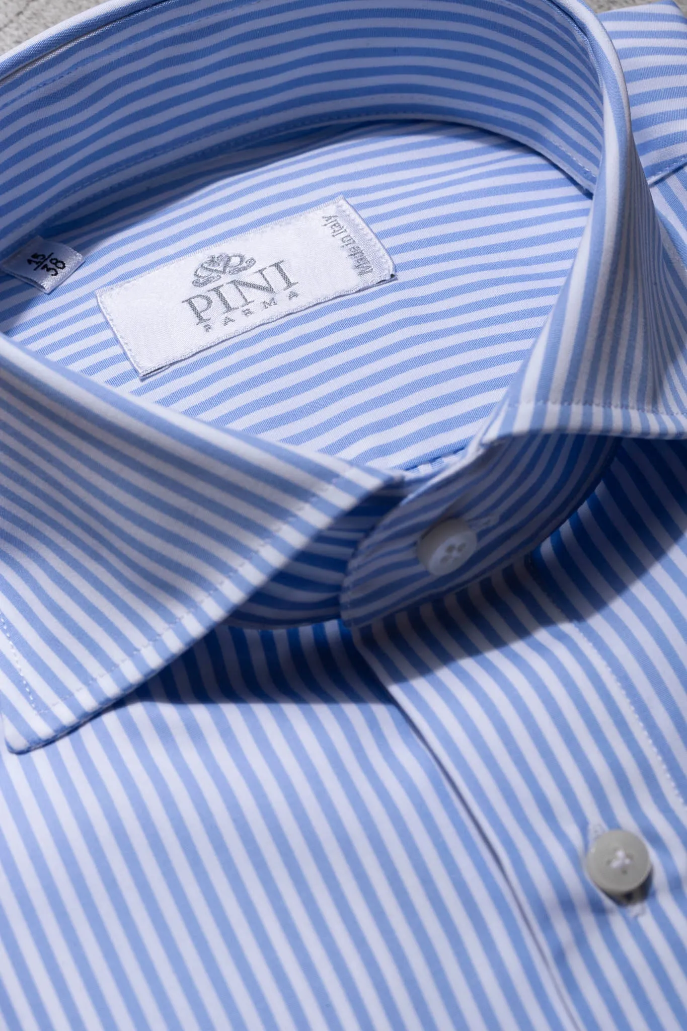 Light blue striped popover shirt - Made in Italy