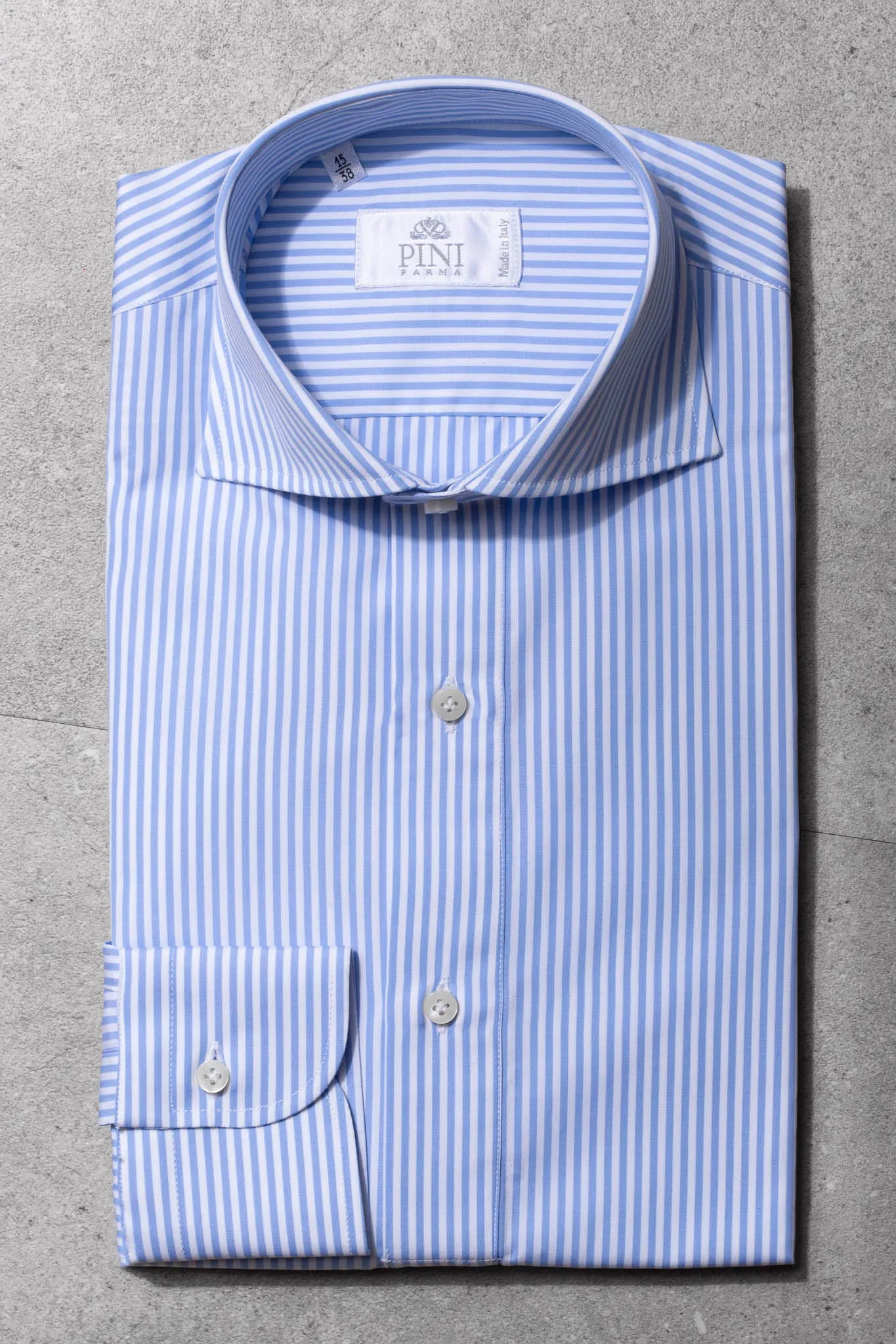 Light blue striped popover shirt - Made in Italy