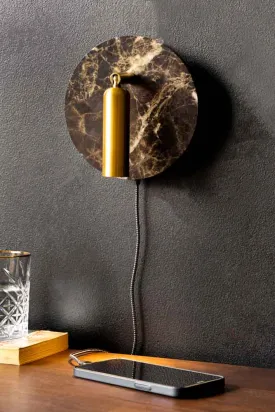 Marble Effect Wall Light With USB Phone Charger