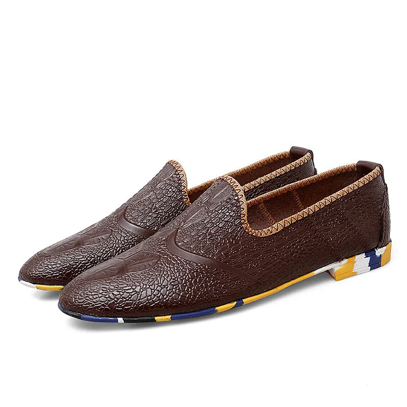 Men's Leather Flats Slip-on Loafers Comfort Casual Shoes | 2093