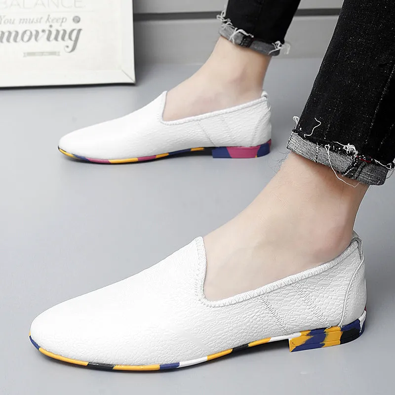 Men's Leather Flats Slip-on Loafers Comfort Casual Shoes | 2093