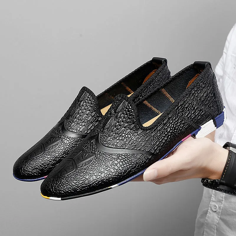 Men's Leather Flats Slip-on Loafers Comfort Casual Shoes | 2093