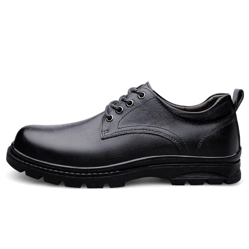 Men'sHead Layer Cowhide Fashion Casual Shoes Round Head Design Comfortable Breathable Business Formal Dress Shoes