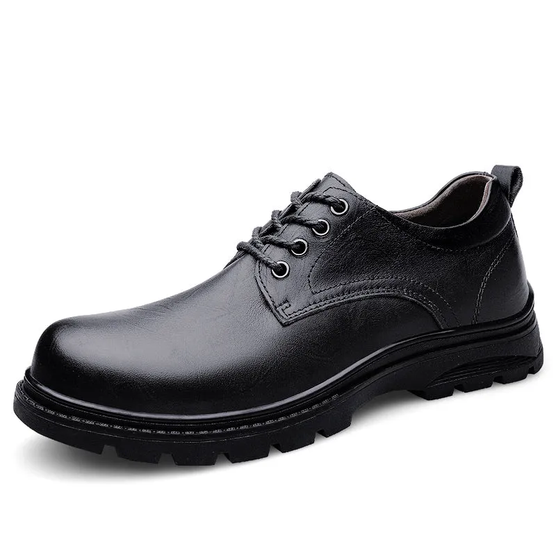 Men'sHead Layer Cowhide Fashion Casual Shoes Round Head Design Comfortable Breathable Business Formal Dress Shoes