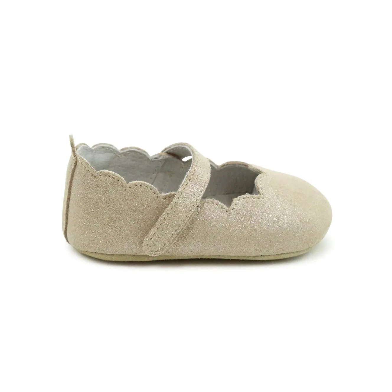 Mimi Girls Scalloped Mary Jane Crib Shoe (Infant)