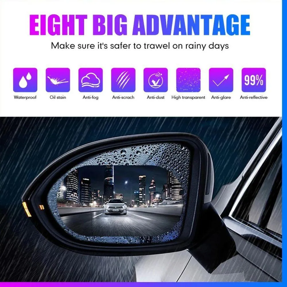 Monsoon Car Combo (2 Anti Fog Film   2 Car Rain Protector Sticker)