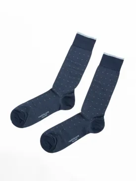 Navy Prima Cotton Volo Print Crew Socks