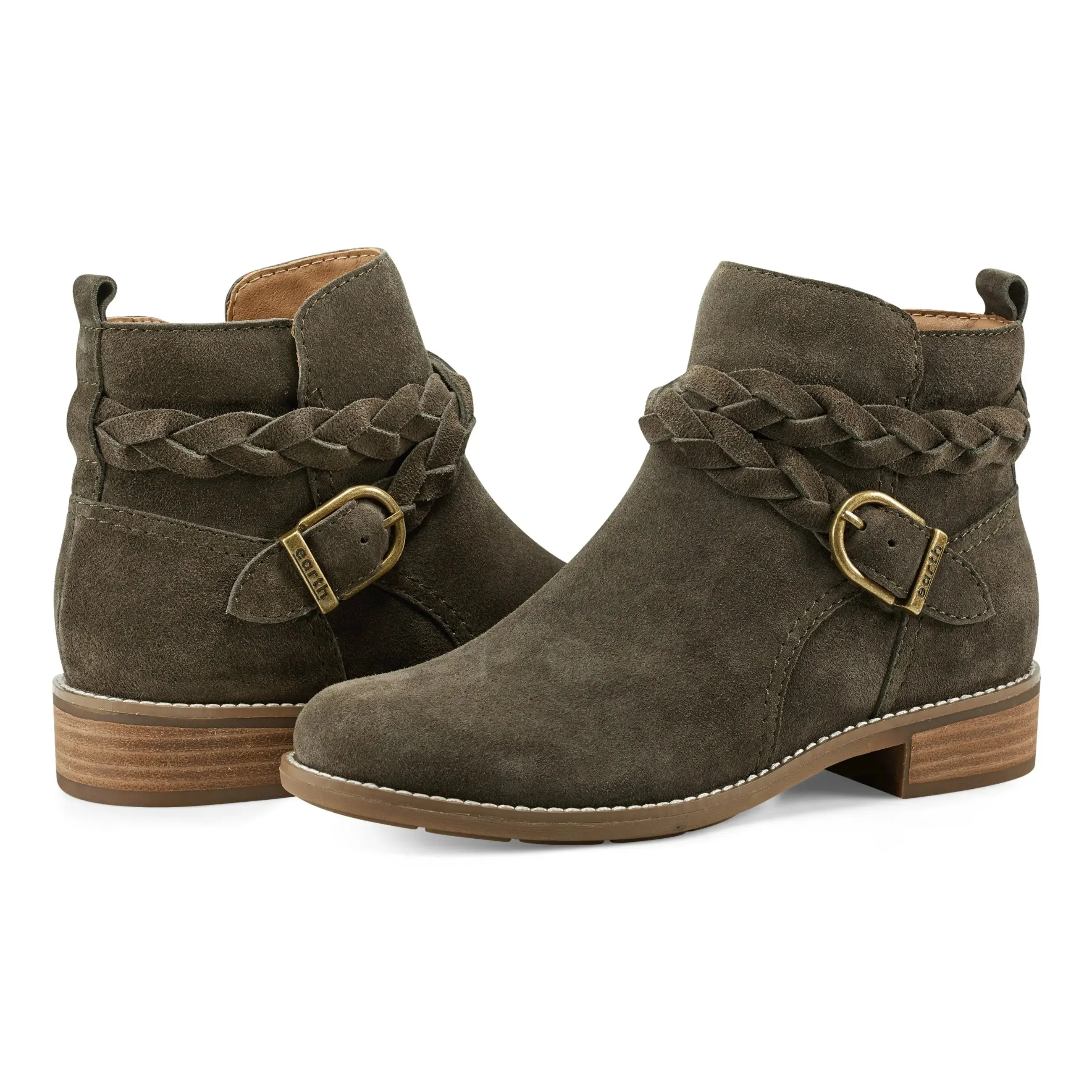 Nicole Round Toe Stacked Heel Casual Booties