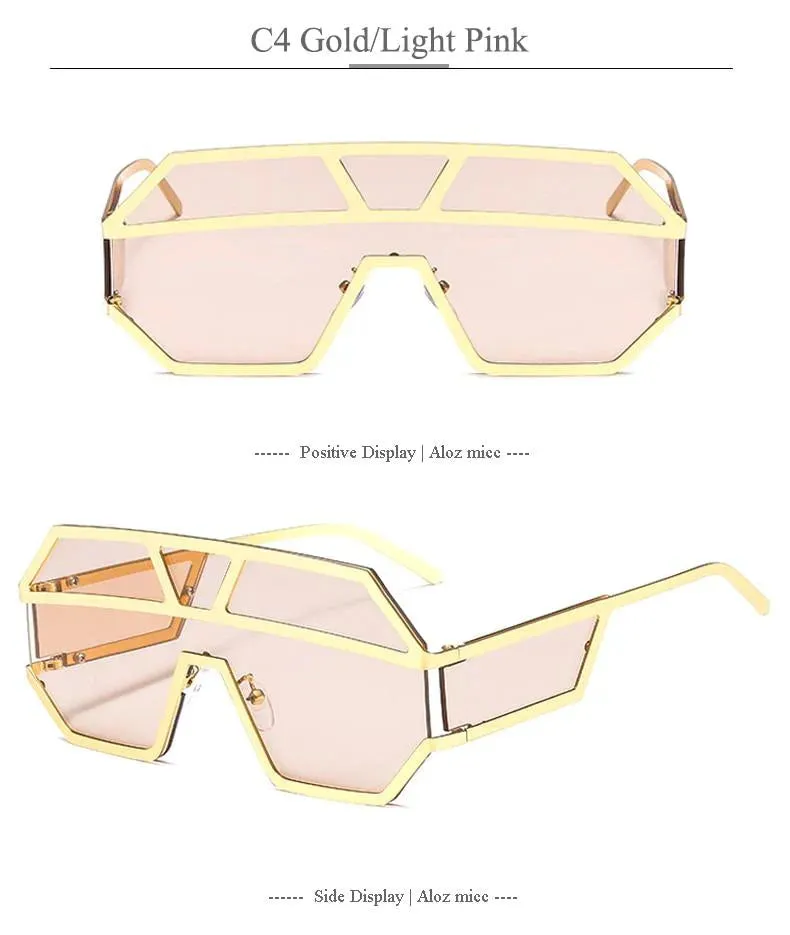 Oversized Square Designer Sunglasses for Women with One Piece Lens