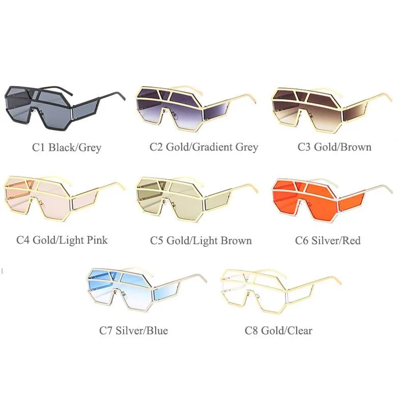 Oversized Square Designer Sunglasses for Women with One Piece Lens