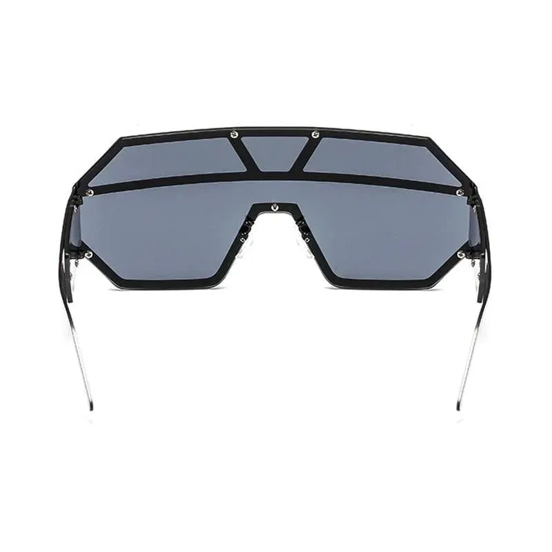 Oversized Square Designer Sunglasses for Women with One Piece Lens