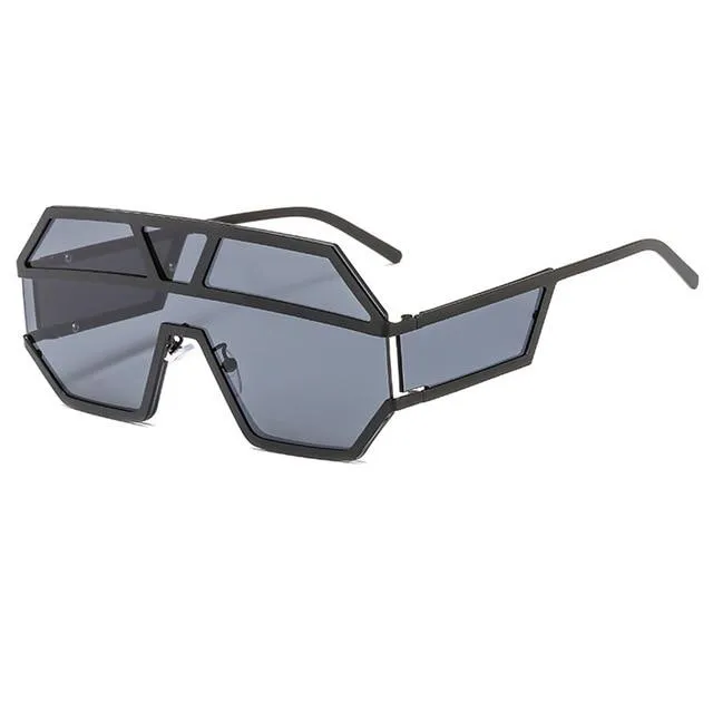 Oversized Square Designer Sunglasses for Women with One Piece Lens