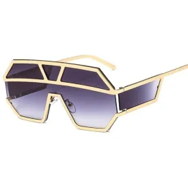 Oversized Square Designer Sunglasses for Women with One Piece Lens