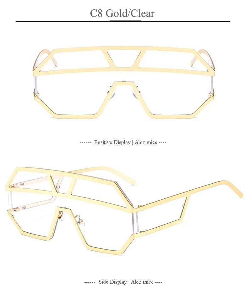 Oversized Square Designer Sunglasses for Women with One Piece Lens