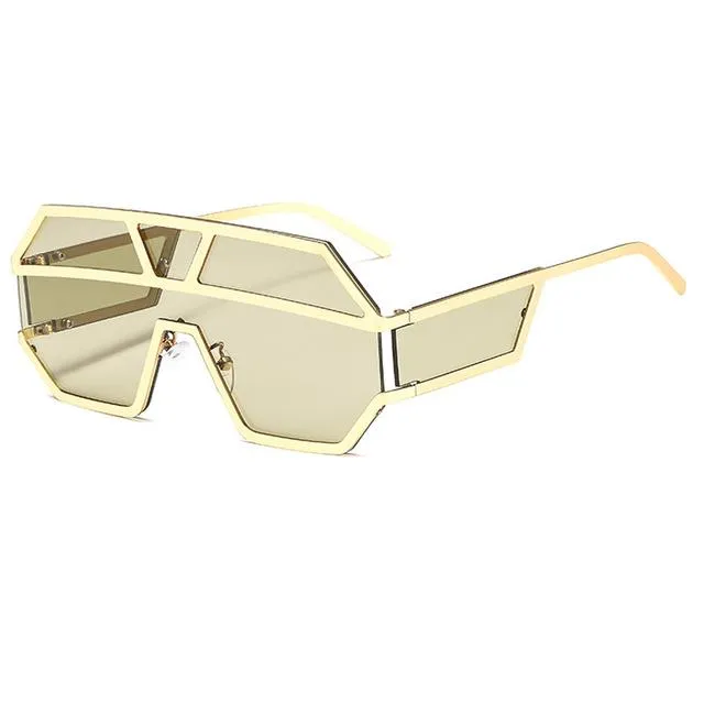 Oversized Square Designer Sunglasses for Women with One Piece Lens