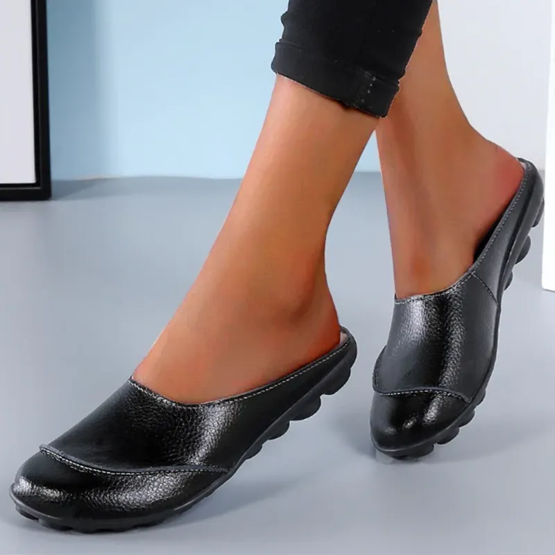 Owlkay Slippers: Leather Soft Soles Comfortable Flat Shoes - Enhance Your Style