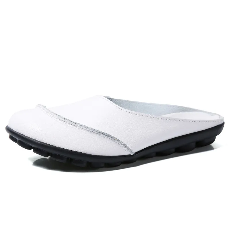 Owlkay Slippers: Leather Soft Soles Comfortable Flat Shoes - Enhance Your Style