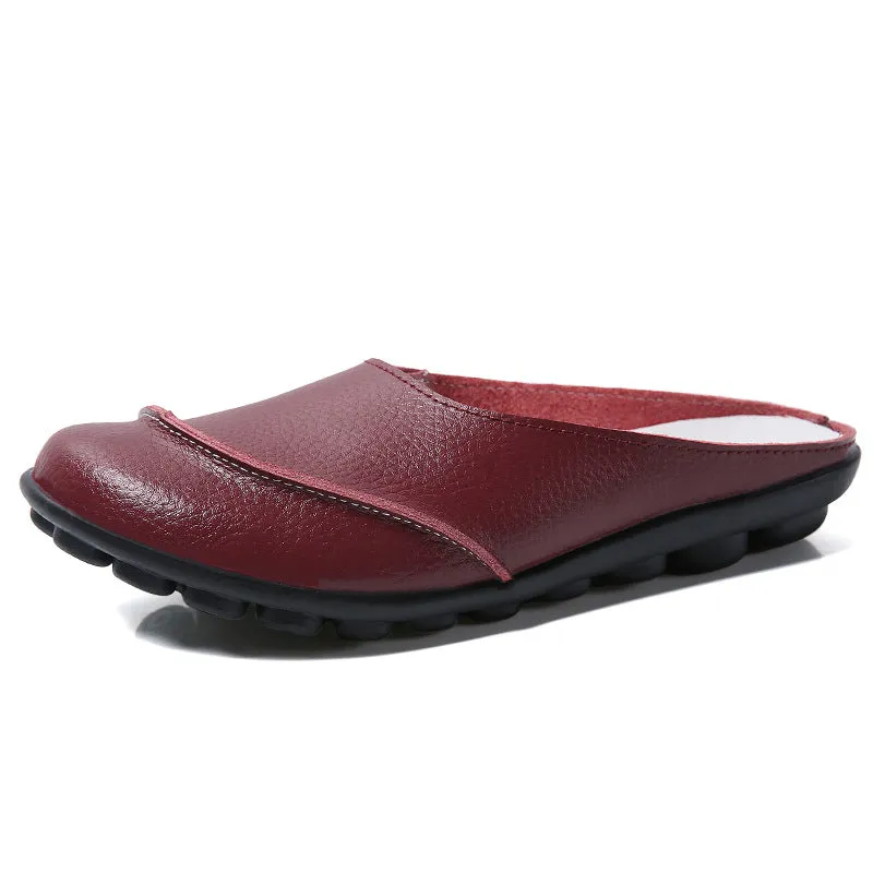 Owlkay Slippers: Leather Soft Soles Comfortable Flat Shoes - Enhance Your Style