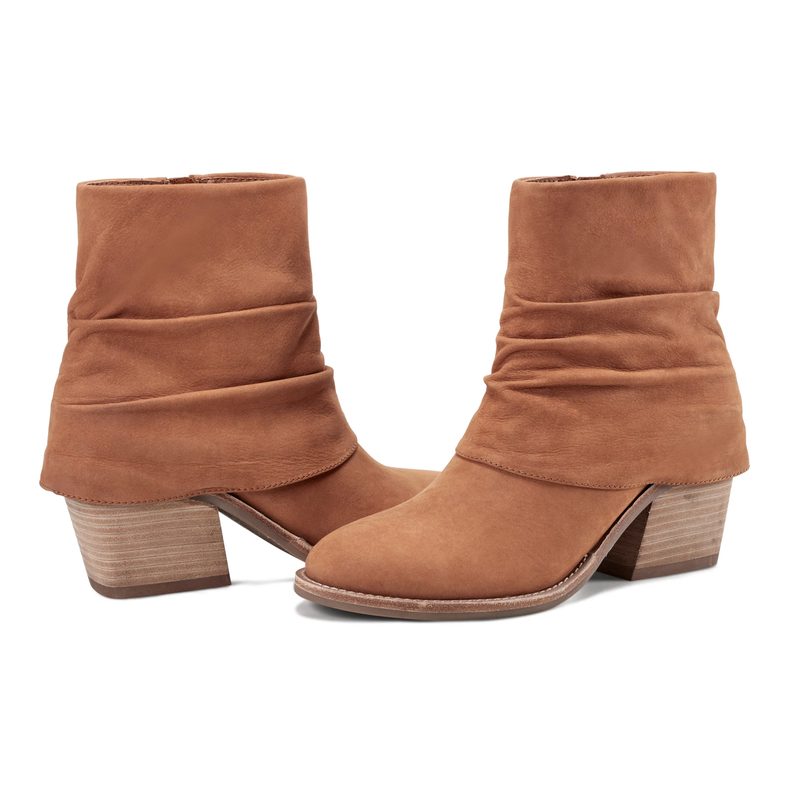 Savvy Block Heel Ruched Casual Booties